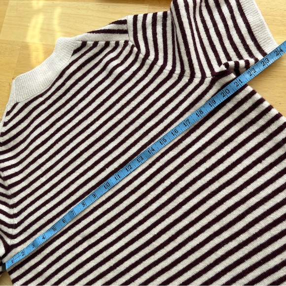 Loft Burgundy/Cream Striped Short Sleeve Sweater - Picture 6 of 8